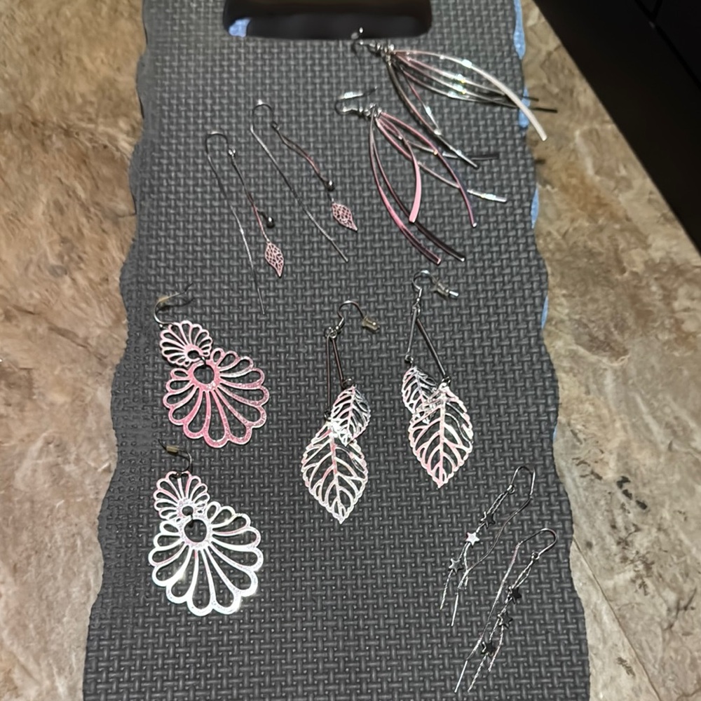 Elegant 5 pair Silver Tone Earring Set